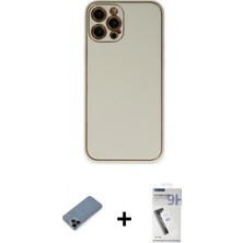 Marsilyan™- iPhone 12 Pro Kılıf Yadigar Klasik - Şeffaf Uv Polymer Nano Ekran Koruyucu + Siyah Shine Kamera Lens Koruma Cam