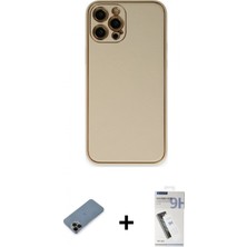 Marsilyan™- iPhone 12 Pro Kılıf Yadigar Klasik - Şeffaf Uv Polymer Nano Ekran Koruyucu + Siyah Shine Kamera Lens Koruma Cam