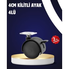4’lü Kilitli Tekerlek Ayak 4 cm Sessiz Dayanıklı