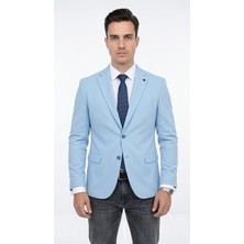Plus Scorpion Slim Fit Mikro Desenli Erkek Ceket Yazlık Pike Kumaş Çift Yırtmaç Blazer