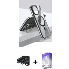 Marsilyan™- iPhone 15 Pro Kılıf Vadi Çizgi Özel Seri - Siyah Bilvis 5in1 3D Magic Cam Ekran Koruyucu + Lacivert Raze Metal Kamera Lens