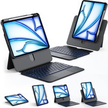 Fogy Ipad Air 11 4/5 Nesil M1/m2/m3 Uyumlu 360 Dönebilen Keyboard Touchpad Işıklı Türkçe Q Klavyeli Kılıf