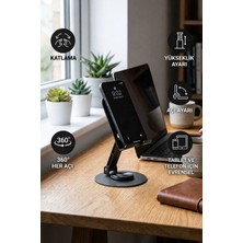 ArmoniaVital 360° Ayarlanabilir Katlanabilir Telefon & Tablet Standı – Yükseklik ve Açı Ayarlı Masa Üstü Tutucu