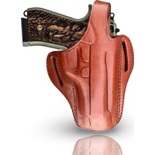 Rigor Universe %100 Hakiki Deri Tabanca Kılıfı Beretta 92 92FS M9 96 Uyumlu Pancake Owb Sağ / Sol El, Siyah & Kahverengi