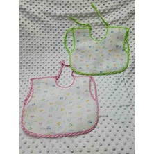 Berkaysun Tekstilden Pamuklu Bebek Mama Önlüğü Arkası Naylon 2 Adet 25X30cm Koldan Geçmeli