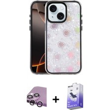 Marsilyan™- iPhone 14 Kılıf Odak Prime - Siyah Bilvis 5in1 5d Magic Hayalet Cam Ekran Koruyucu + Mor Raze Metal Kamera Lens