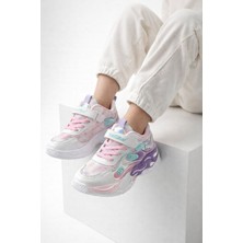 Slipcat Unisex Pastel Renkli Işıltılı Kalın Taban Ortopedik Günlük Spor Ayakkabı Cırtlı Sneaker