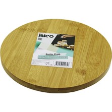 DS LLC Yuvarlak=24.5cm Ayaklı= 4cm Düz Yüzey Ahşap Bambu Sunum Tepsisi - Mini Sofra