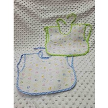Berkaysun Tekstilden Pamuklu Bebek Mama Önlüğü Arkası Naylon 2 Adet 25X30cm Koldan Geçmeli