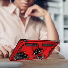 Pileli Store  Samsung Galaxy S23 Ultra Kılıf Sofya Yüzüklü Silikon Kapak - Kırmızı