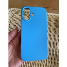 Husta Aksesuar iPhone 16 Uyumlu Içi Lansman Kadife Dokulu Silikon Kılıf - Turkuaz Mavi Darbe Emici Yumuşak Koruyucu Kapak