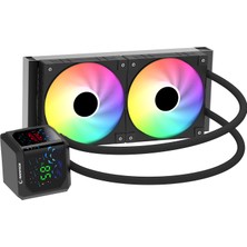 Rampage Helıos D24 12CM Fan Sıcaklık Göstergeli Intel LGA1700/AMD Am5 Argb 240MM Sıvı Soğutmalı Cpu Fan Siyah