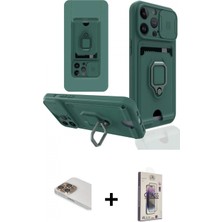 Marsilyan™- iPhone 13 Pro Max Kılıf Vadi Form Prime - Siyah Bilvis 3D Cam Ekran Koruyucu + Gold Pers Alüminyum Kamera Lens