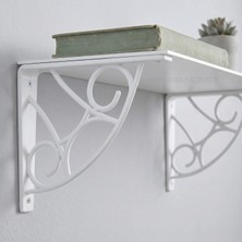 Mr.Bracket Beyaz Koç Desen Plastik Raf Altı Tutucu Ayak 18CM - Balkon L Raf Ayağı Duvar Montaj Destek Aparatı