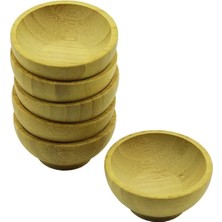 DS LLC 6 Adet Mini Ahşap Bambu Lokumluk - Çerezlik Kase Derinlik: 1.5cm  - Çap: 6.2cm