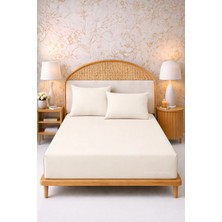 More Home Çift  Kişilik Lastikli Çarşaf  Seti + Yastık Kılıfı Krem