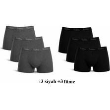 Tutku Paket 6'lı 0114 Likralı Erkek Boxer (+3 Siyah +3 Füme ) Abani Classic