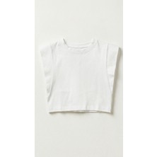ATS Kol Detaylı Crop T-Shirt