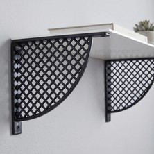 Mr.Bracket Siyah Hasır Desen Plastik Raf Altı Tutucu Ayak 18CM- Koridor L Raf Ayağı Duvar Montaj Destek Aparatı