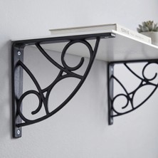 Mr.Bracket Siyah Koç Desen Plastik Raf Altı Tutucu Ayak 18CM - Kiler L Raf Ayağı Duvar Montaj Destek Aparatı