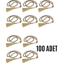 LTG Nova Namaz Tesbihi Vavlı 99'lu Cam Incili Ayet-El Kürsi Dua Kartı Ile Süt Kahve Renk Hediyelik 100 Adet