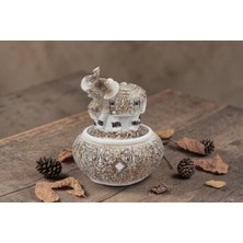 Elifeshop Feng Shui Şans Getiren Fil Biblo Oval Mücevher Kutusu 14 cm Dekoratif Ev Hediyesi Lüks Tasarım