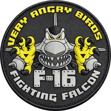 Havacı Market Very Angry Birds F-16 Peç | 8 cm Silikon Kabartmalı Özel Tasarım Patch