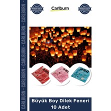 Carlburn Özel Üretim Düğün Nişan Romantik Gece Etkinliği Renkli Büyük Boy Yanmaz Kağıt Dilek Feneri 10 Adet