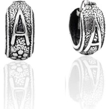 Oya Silver Minimal Etnik A Harfi Motifli Gümüş Halka Küpe 1.3x1.3cm [OYSY305]