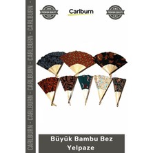 Carlburn #yelpaze Şık Dekoratif Estetik Katlanabilir Portatif Dayanıklı Kaliteli Büyük Bambu Bez Yelpaze