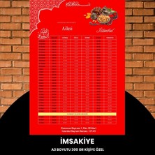 LTG Nova Ramazan Imsakiyesi - 300 gr - A3 Boyut Kişiye Özel Isimli & Logolu 1 Adet Kırmızı