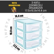 İnfeta 3 Katlı Plastik Çekmeceli Çok Amaçlı Düzenleyici Organizer Malzeme Kutusu Takı Hobi Takım Çantası