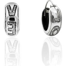 Oya Silver Minimal Etnik Love Motifli Gümüş Halka Küpe 1.5x1.5cm [OYSY301]