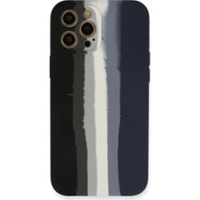 Moresun Buğz Iphone 12 Pro Max Kılıf Ebruli Lansman Silikon - Siyah-Lacivert