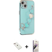 Marsilyan™- iPhone 14 Kılıf Nova Işık Prime - Siyah Bilvis 3D Mat Cam Ekran Koruyucu + Kırmızı Diamond Kamera Lens