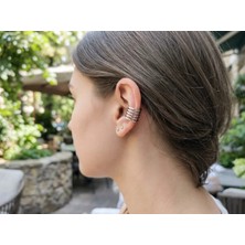 Museum Of You 5 Sıralı Halka Kıkırdak Küpe - Deliksiz Kulak Earcuff, Sıkıştırma, Minimalist Modern Tasarım