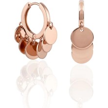 Oya Silver Çoklu Yuvarlak Pul Sallantılı Ince Rose Gümüş Halka Küpe 2.1x1.8 cm [OYSY294]