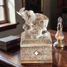 Elifeshop Feng Shui Şans Getiren Fil Biblo Mücevher Kutusu 14 cm Dekoratif Ev Hediyesi Lüks Tasarım