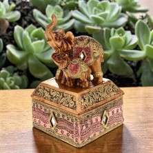 Elifeshop Feng Shui Şans Getiren Fil Biblo Mücevher Kutusu 14 cm Dekoratif Ev Hediyesi Lüks Tasarım