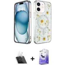 Marsilyan™- iPhone 12 Kılıf Kozmos Doku - Siyah Bilvis 5in1 5d Magic Hayalet Cam Ekran Koruyucu + Şeffaf Kamera Lens Koruma Cam