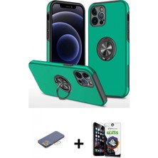 Marsilyan™- iPhone 12 Pro Max Kılıf Odak Form Prime - Şeffaf Temperli Cam Ekran Koruyucu + Mavi Renkli Kamera Lens Koruma Cam