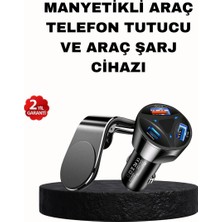 Renas Store Manyetik Araç Telefon Tutucu ve Hızlı Şarj Adaptörü 2’li Set Güçlü Mıknatıs ile Pratik Kullanım