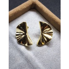 Museum Of You Modern Ginkgo Yaprağı Küpe - 14K Altın Renk, Xuping, Renk Atma Kararma Yapmaz