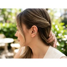 Museum Of You 3 Sıralı Halka Kıkırdak Küpe - Deliksiz Kulak Earcuff, Sıkıştırma, Minimalist Modern Tasarım