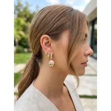 Museum Of You Zirkon Taşlı 3'lü Küpe Seti, Mine Işlemeli Çiçek Figürlü Kombin Küpe