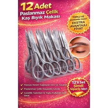 Ronanna 12 Adet Paslanmaz Çelik Kaş Bıyık Makası Profesyonel Kaş Düzeltme Makası Hassas Uçlu Kaş Alma Makası