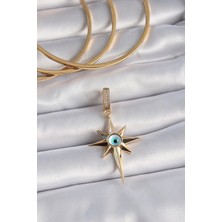 Ronanna Pirinç Gold Renk Zirkon Taşlı Kutup Yıldızı Nazar Boncuk Detay Ajda Charm