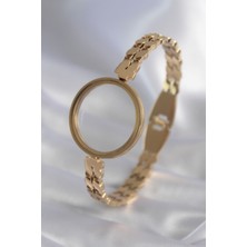 Ronanna 316L Çelik Gold Renk Arpa Işleme Açılabilir Fanus Model Kadın Kelepçe