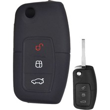 Ronanna Ford Fiesta Focus Mondeo B-Max C-Max  Anahtar Uyumlu Silikon Oto Anahtar Kumanda Kabı Kılıf Siyah