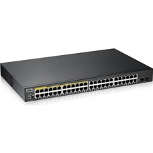 Ronanna Zyxel GS1900-48HP V2, 48 Port, Gigabit, 24 Port Poe 170W, 2 Port Gigabit Sfp, Yönetilebilir, Rackmount Switch